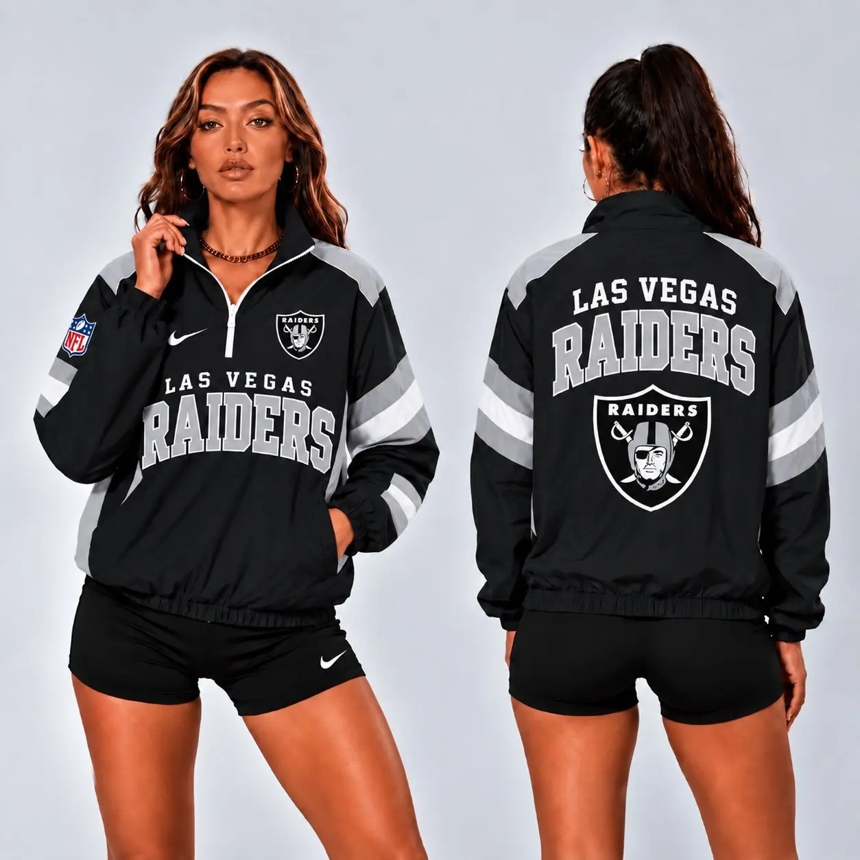 Las Vegas Raiders | Premium NFL Retro Colorblock Zipper Jackets NTT
