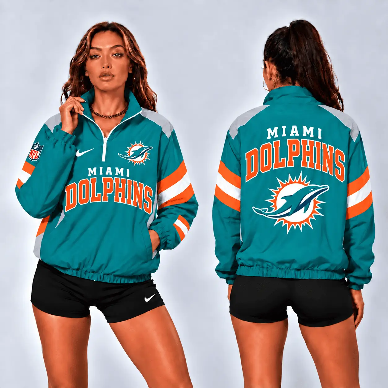 Miami Dolphins | Premium NFL Retro Colorblock Zipper Jackets NTT