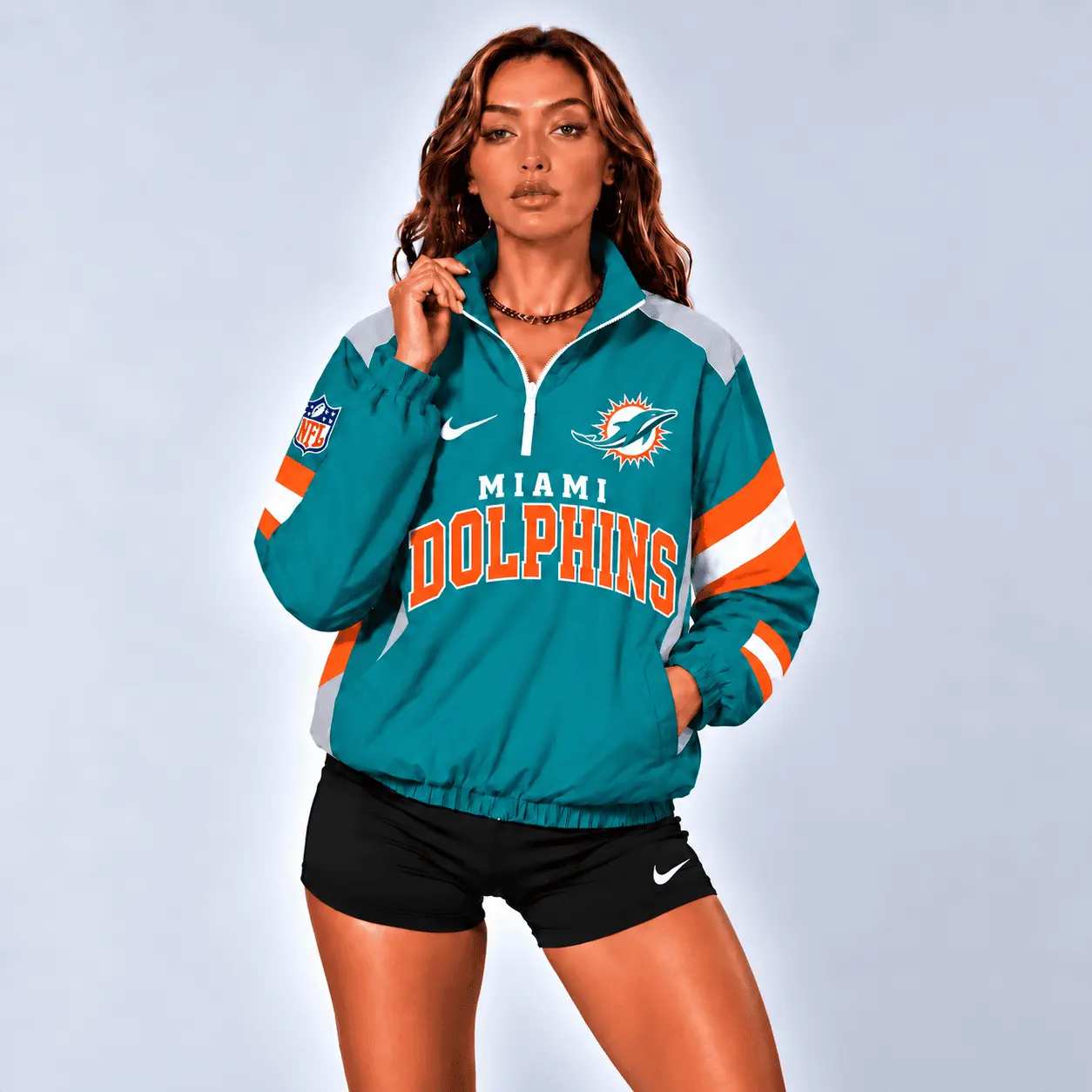Miami Dolphins | Premium NFL Retro Colorblock Zipper Jackets NTT - Image 2
