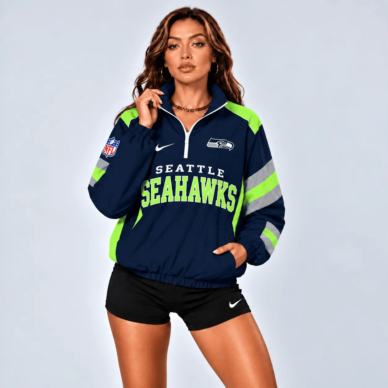 Seattle Seahawks | Premium NFL Retro Colorblock Zipper Jackets NTT - Image 2