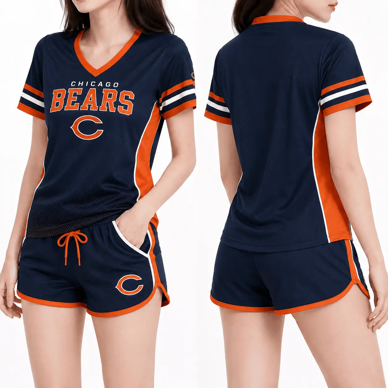 Chicago Bears | Premium NFL Women's Gridiron Comfort V-neck & Short Set NTD - Image 2