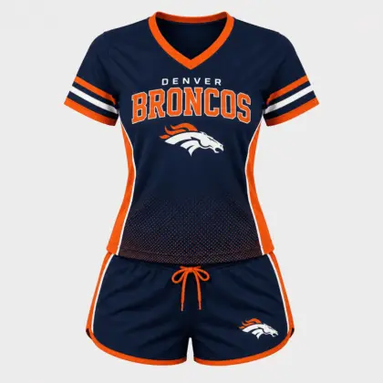 Denver Broncos | Premium NFL Women's Gridiron Comfort V-neck & Short Set NTD