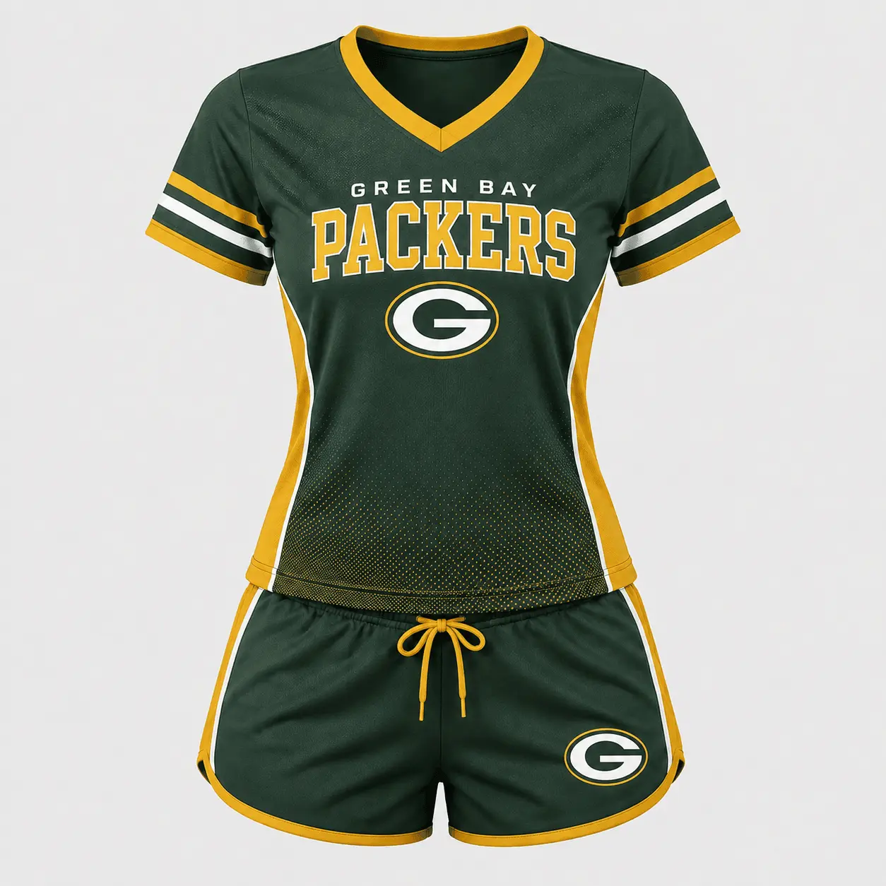 Green Bay Packers | Premium NFL Women's Gridiron Comfort V-neck & Short Set NTD