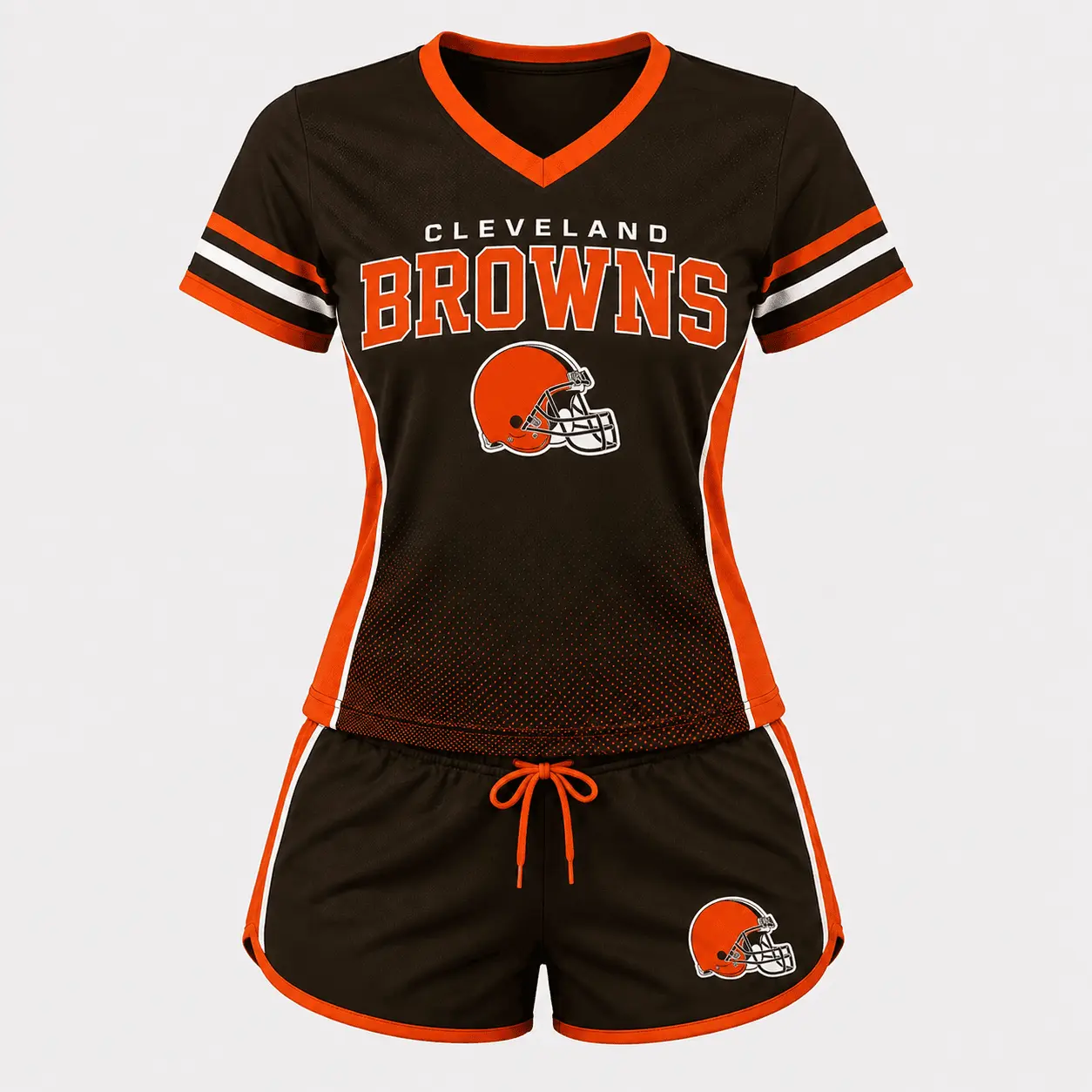 Cleveland Browns | Premium NFL Women's Gridiron Comfort V-neck & Short Set NTD