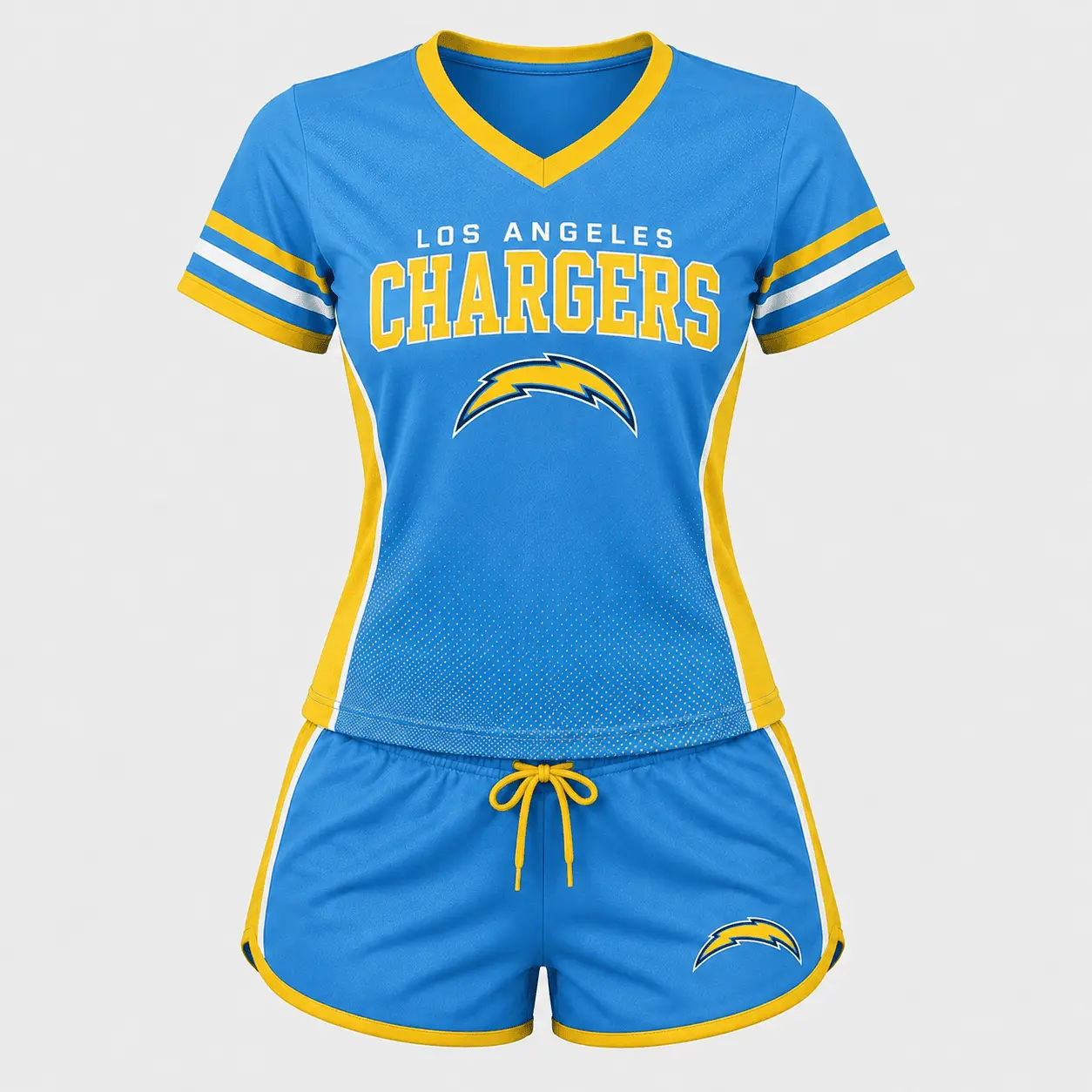 Los Angeles Chargers | Premium NFL Women's Gridiron Comfort V-neck & Short Set NTD