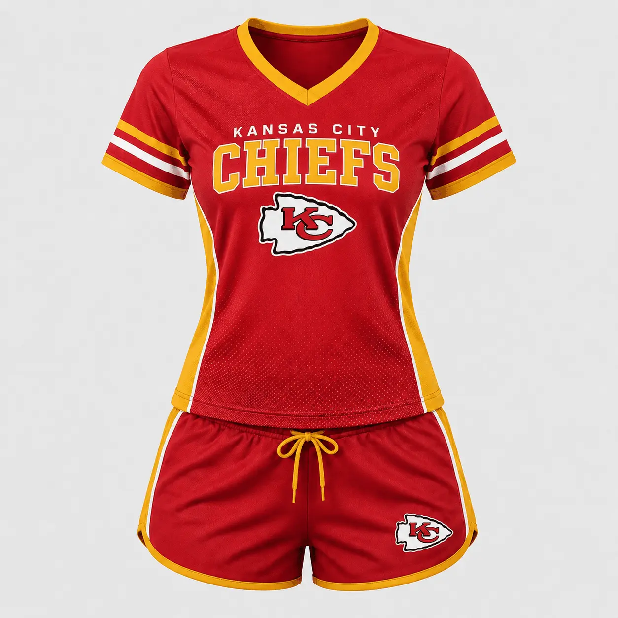 Kansas City Chiefs | Premium NFL Women's Gridiron Comfort V-neck & Short Set NTD