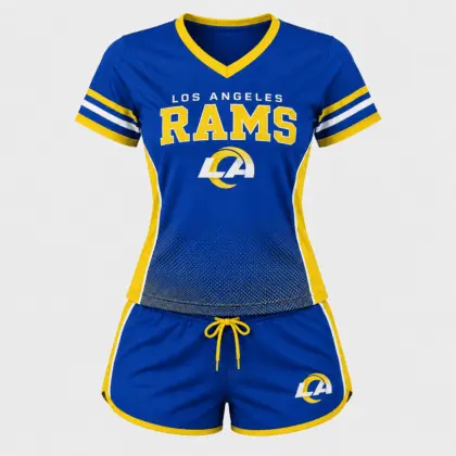 Los Angeles Rams | Premium NFL Women's Gridiron Comfort V-neck & Short Set NTD