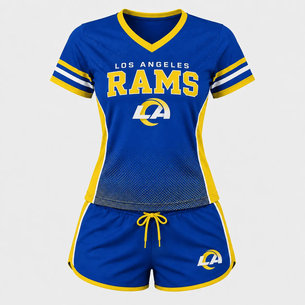 Los Angeles Rams | Premium NFL Women's Gridiron Comfort V-neck & Short Set NTD