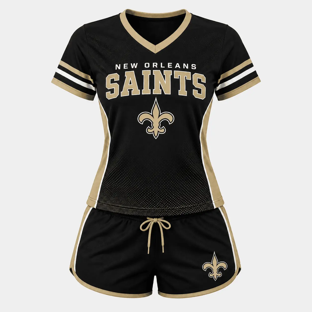 New Orleans Saints | Premium NFL Women's Gridiron Comfort V-neck & Short Set NTD