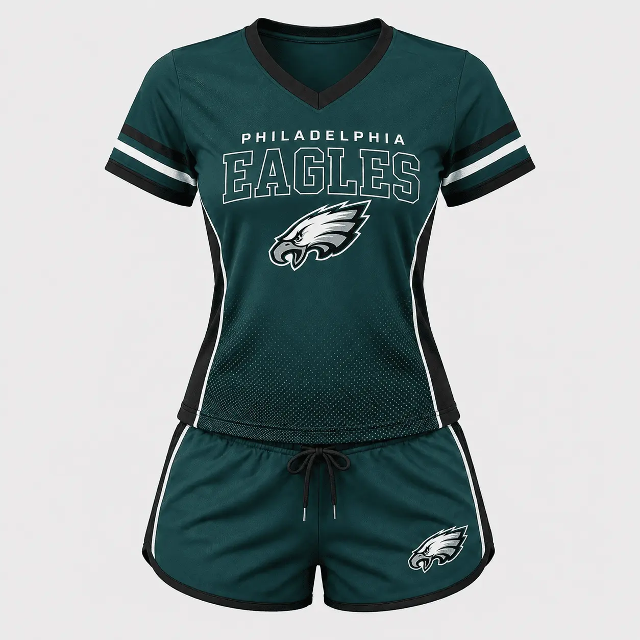 Philadelphia Eagles | Premium NFL Women's Gridiron Comfort V-neck & Short Set NTD