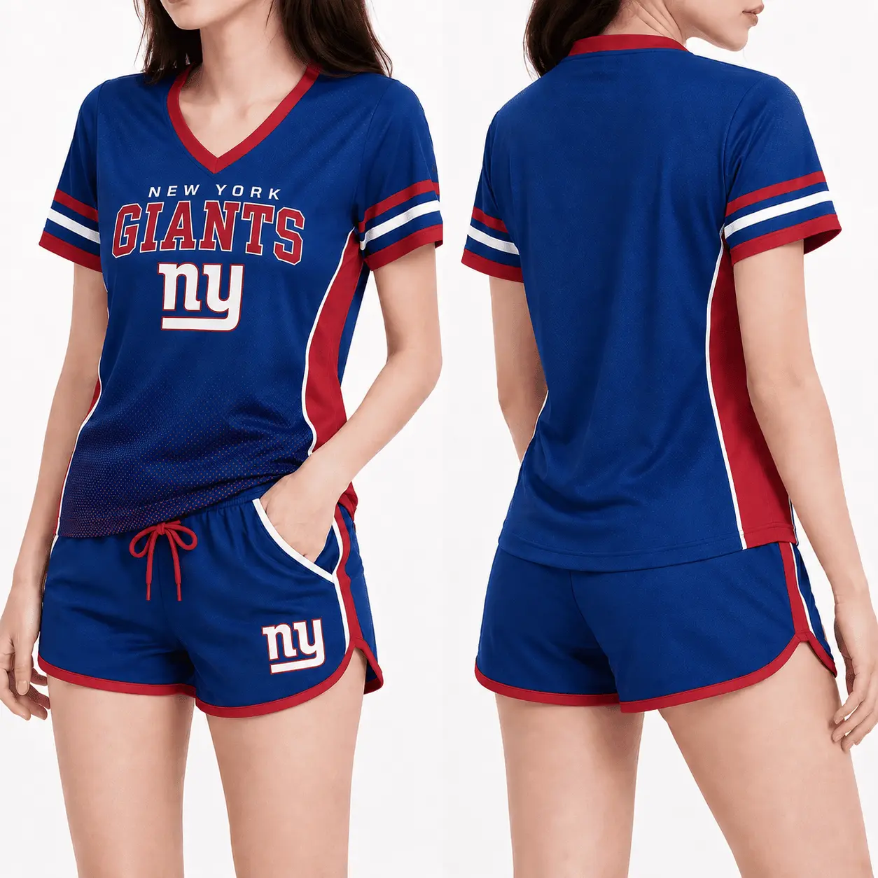 New York Giants | Premium NFL Women's Gridiron Comfort V-neck & Short Set NTD - Image 2