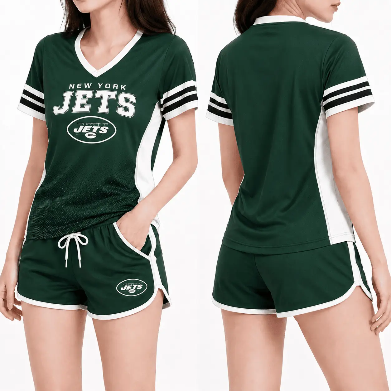 New York Jets | Premium NFL Women's Gridiron Comfort V-neck & Short Set NTD - Image 2
