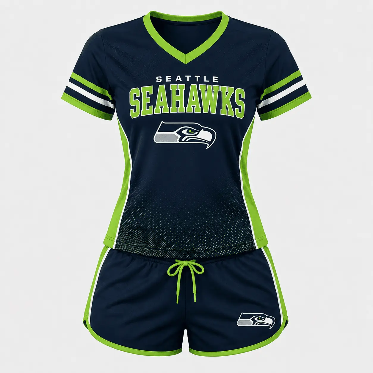 Seattle Seahawks | Premium NFL Women's Gridiron Comfort V-neck & Short Set NTD