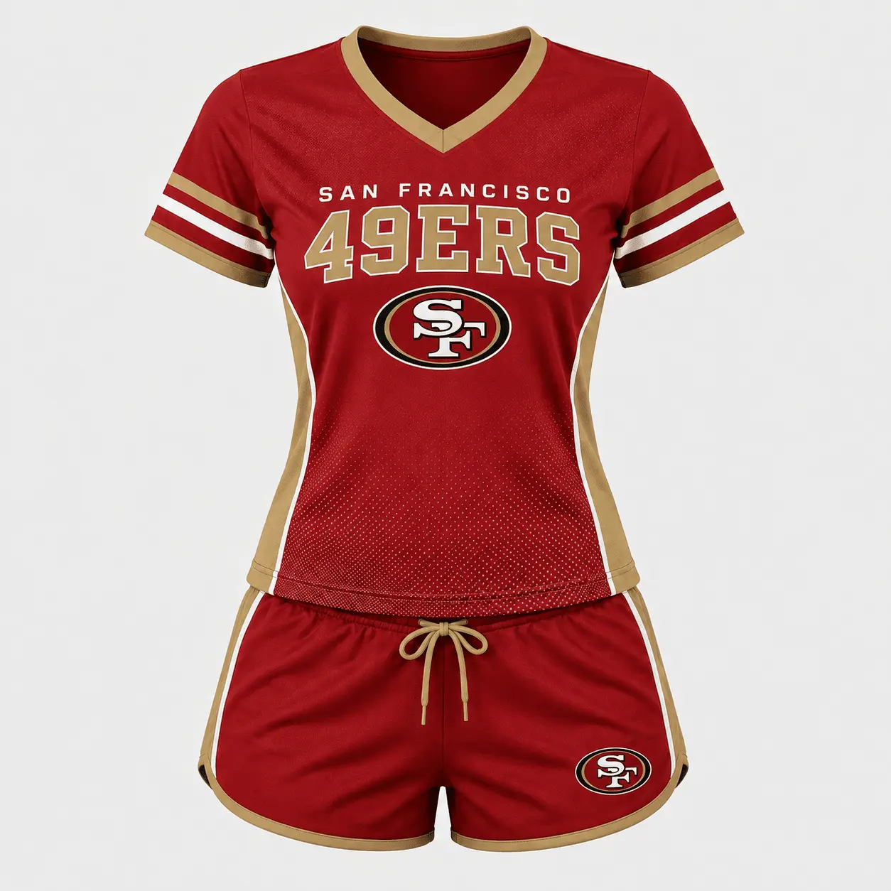 San Francisco 49ers | Premium NFL Women's Gridiron Comfort V-neck & Short Set NTD