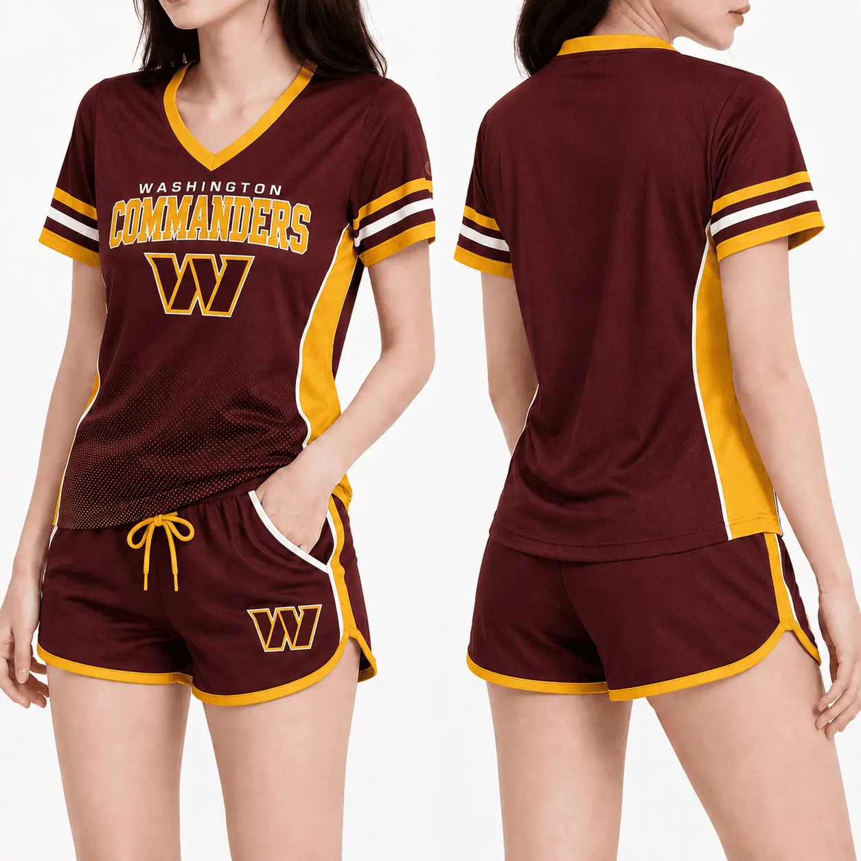 Washington Commanders | Premium NFL Women's Gridiron Comfort V-neck & Short Set NTD - Image 2
