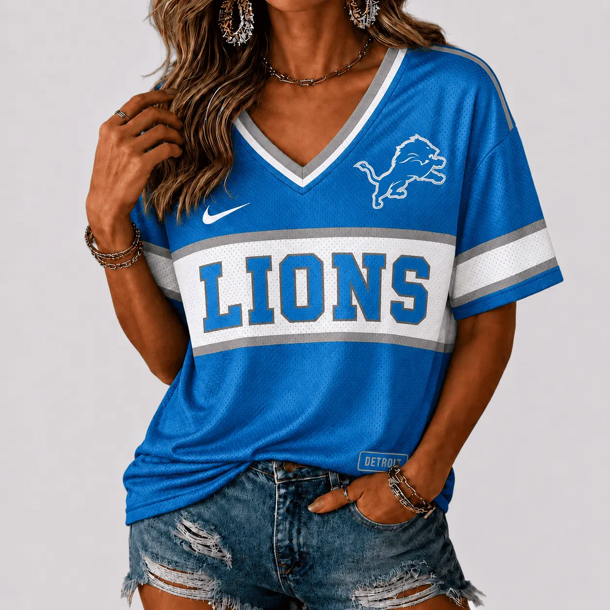 Detroit Lions | Premium NFL Varsity Game Day V-Neck Jersey NTD
