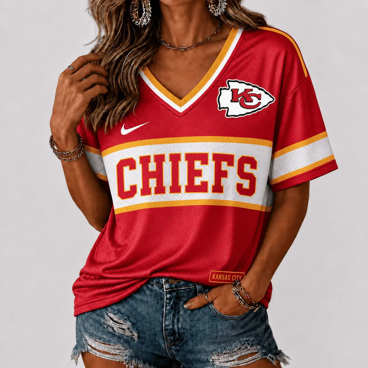 Kansas City Chiefs | Premium NFL Varsity Game Day V-Neck Jersey NTD