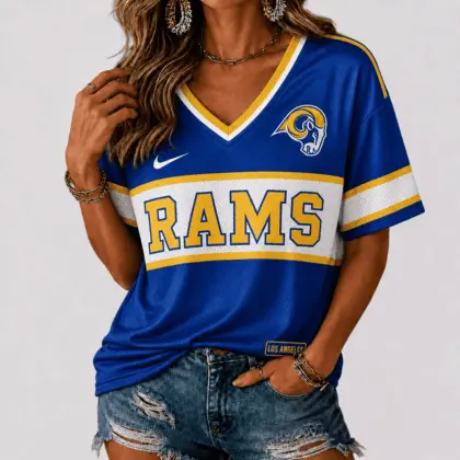 Los Angeles Rams | Premium NFL Varsity Game Day V-Neck Jersey NTD