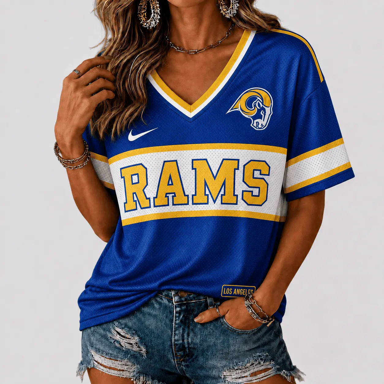 Los Angeles Rams | Premium NFL Varsity Game Day V-Neck Jersey NTD