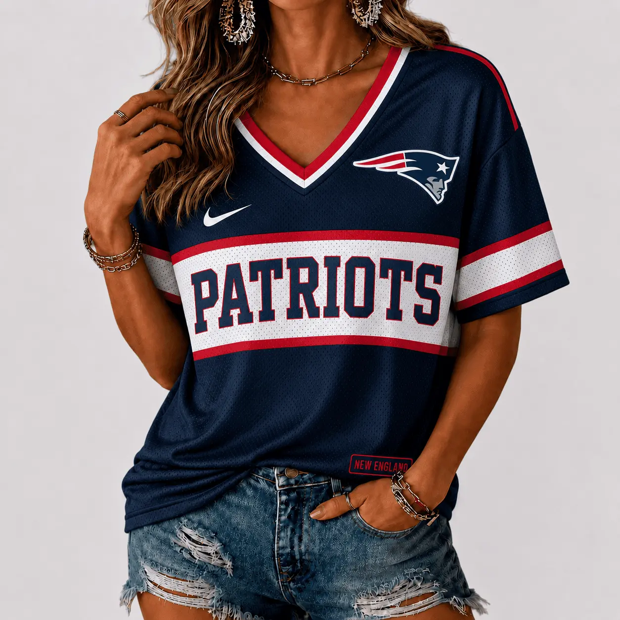 New England Patriots | Premium NFL Varsity Game Day V-Neck Jersey NTD