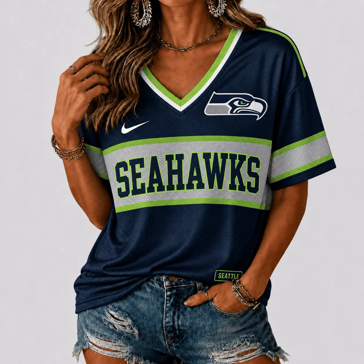 Seattle Seahawks | Premium NFL Varsity Game Day V-Neck Jersey NTD