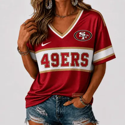 San Francisco 49ers | Premium NFL Varsity Game Day V-Neck Jersey NTD