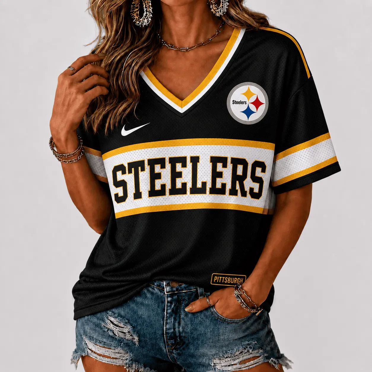 Pittsburgh Steelers | Premium NFL Varsity Game Day V-Neck Jersey NTD
