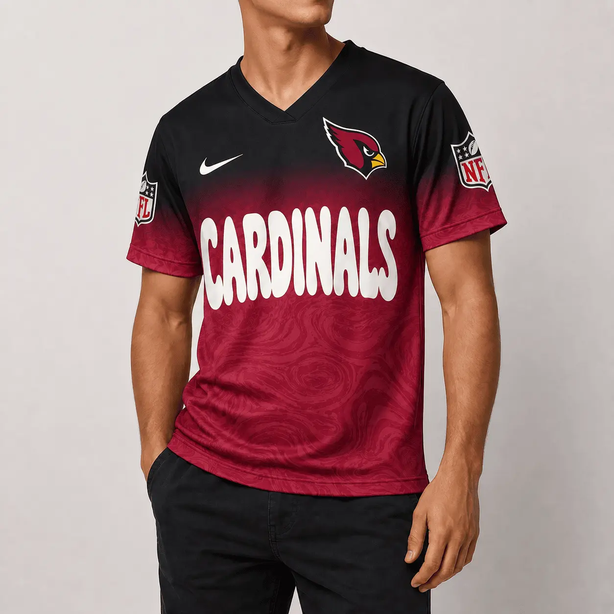 Arizona Cardinals | Premium NFL Marble Gradient Fanzone V-Neck Shirt NTD - Image 2