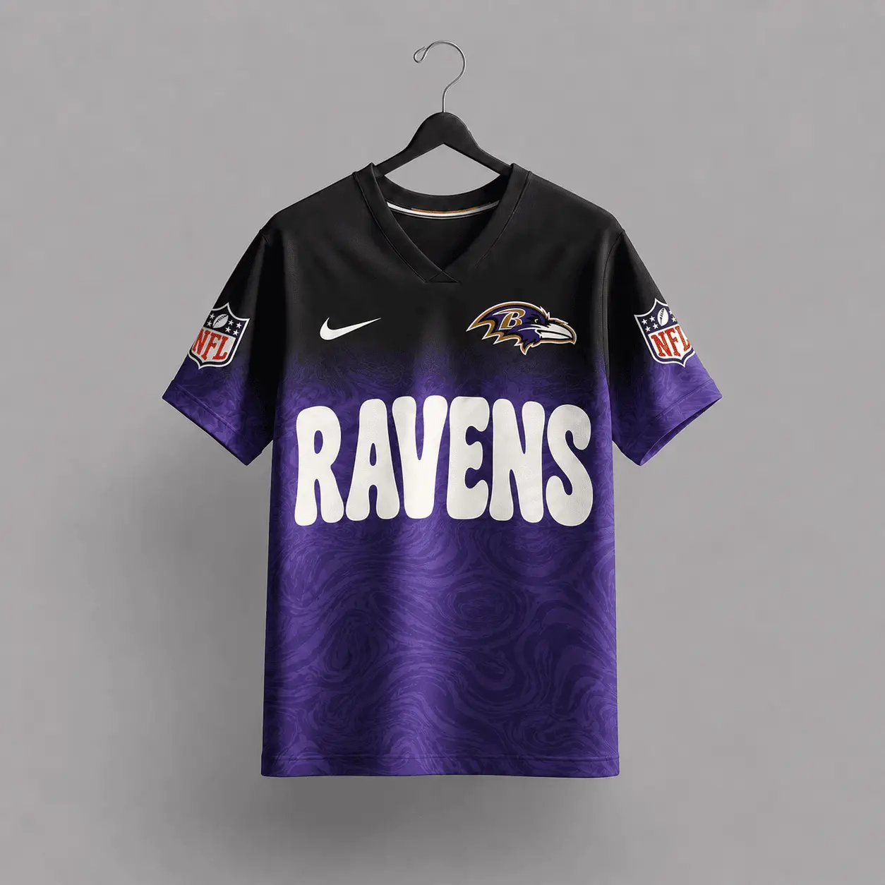 Baltimore Ravens | Premium NFL Marble Gradient Fanzone V-Neck Shirt NTD - Image 3