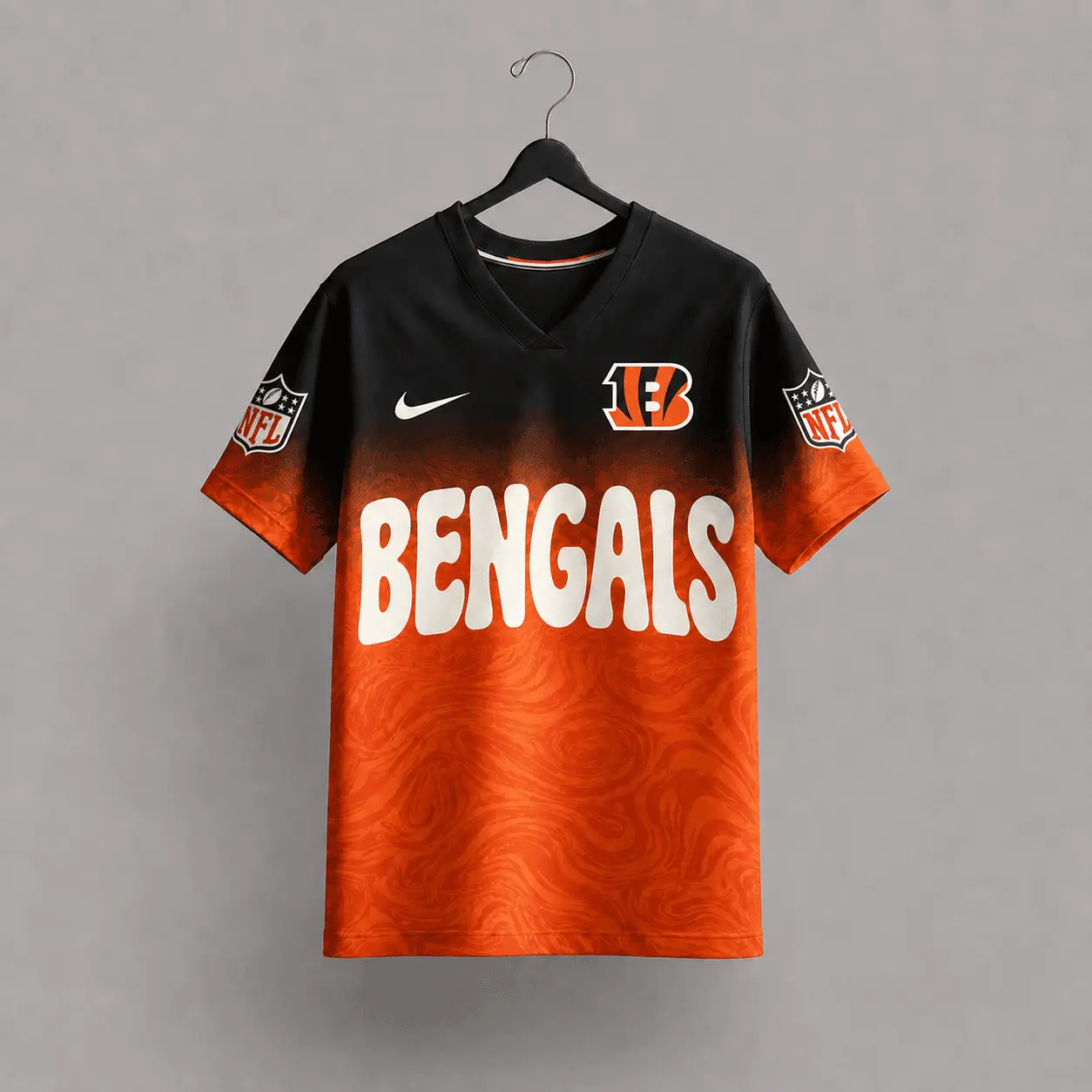 Cincinnati Bengals | Premium NFL Marble Gradient Fanzone V-Neck Shirt NTD - Image 3