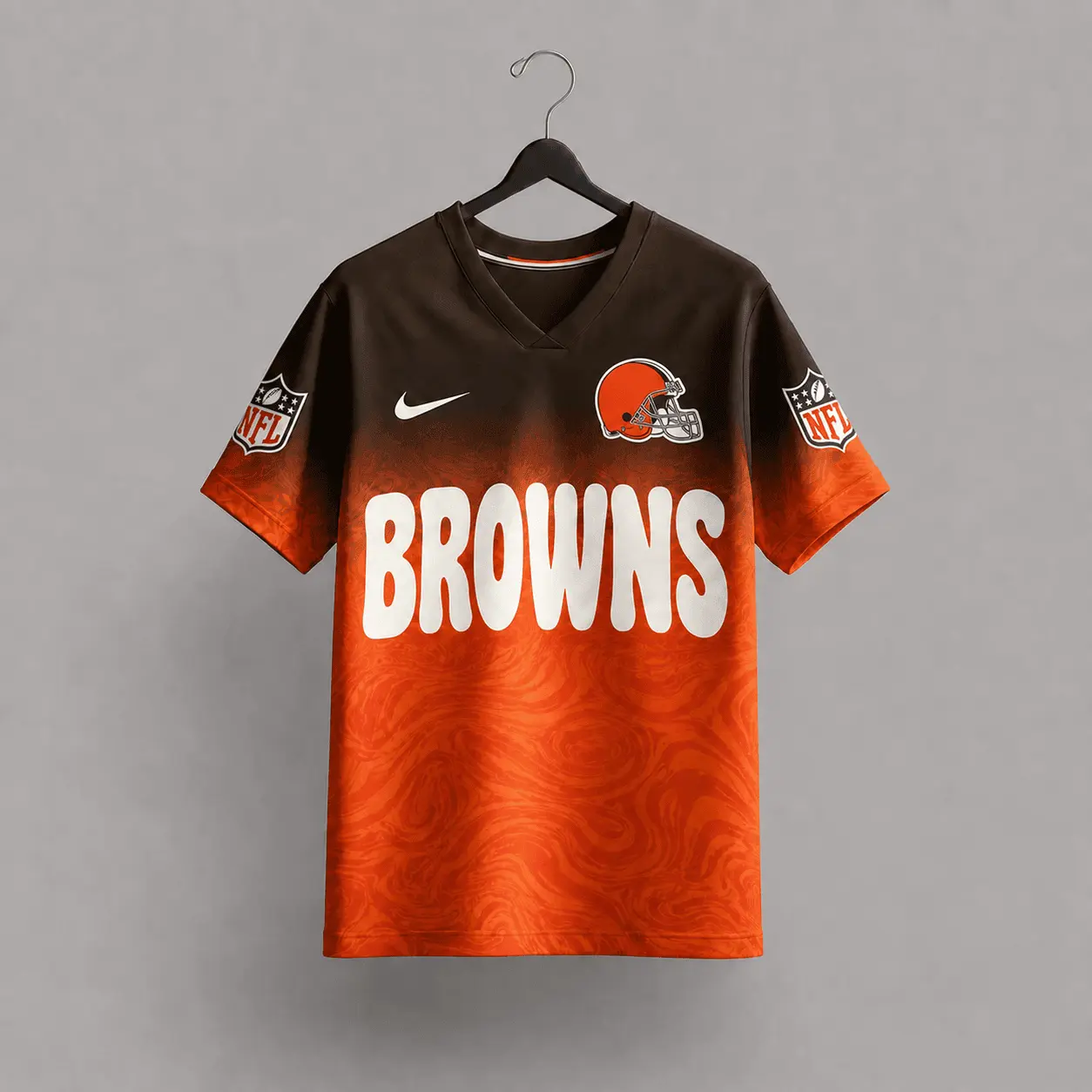 Cleveland Browns | Premium NFL Marble Gradient Fanzone V-Neck Shirt NTD - Image 3