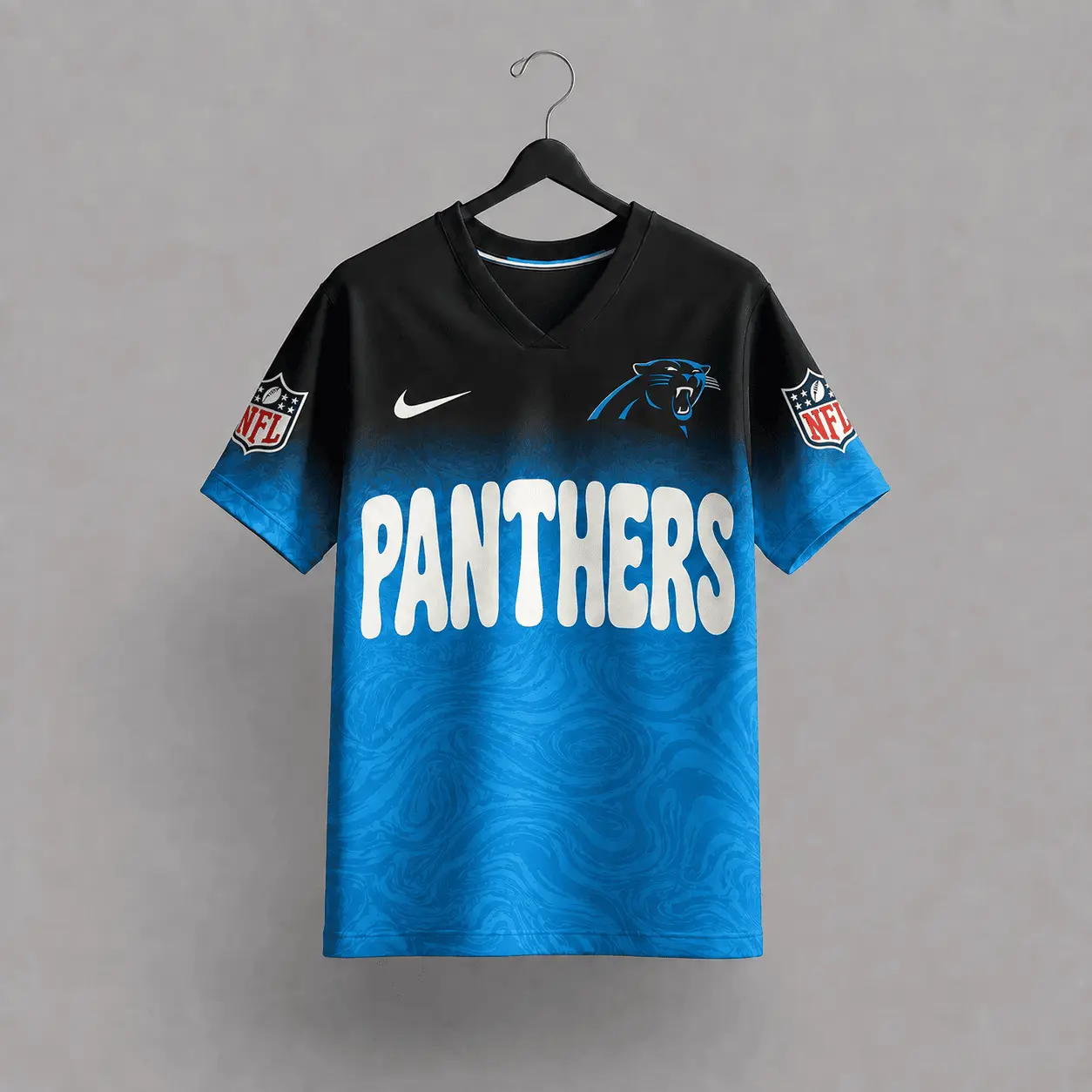 Carolina Panthers | Premium NFL Marble Gradient Fanzone V-Neck Shirt NTD - Image 3