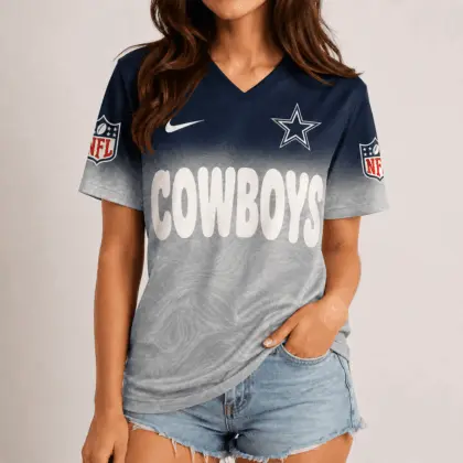 Dallas Cowboys | Premium NFL Marble Gradient Fanzone V-Neck Shirt NTD