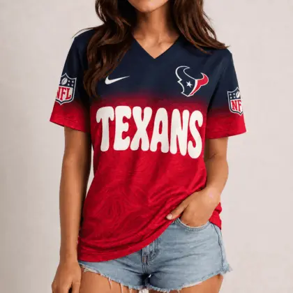 Houston Texans | Premium NFL Marble Gradient Fanzone V-Neck Shirt NTD