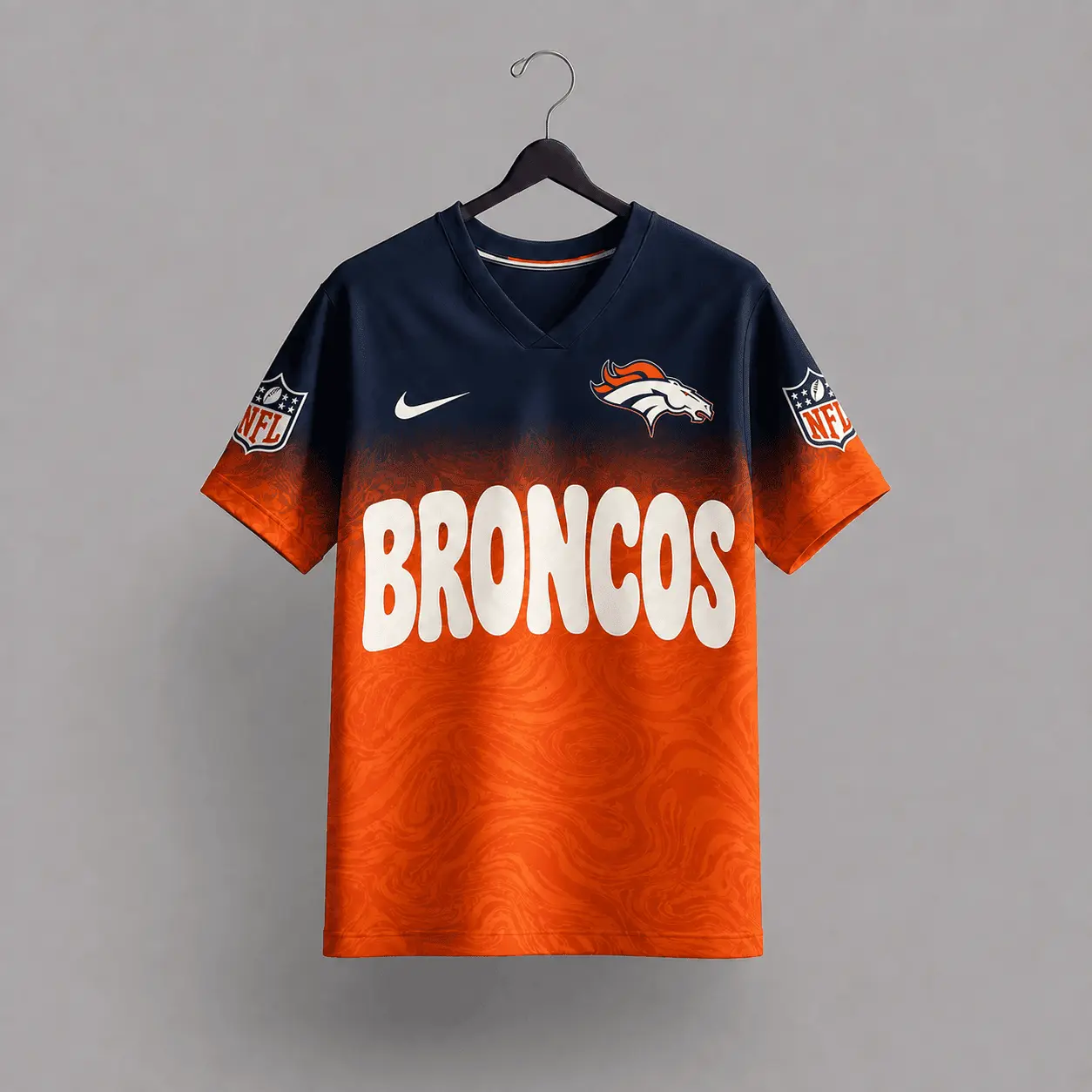 Denver Broncos | Premium NFL Marble Gradient Fanzone V-Neck Shirt NTD - Image 3