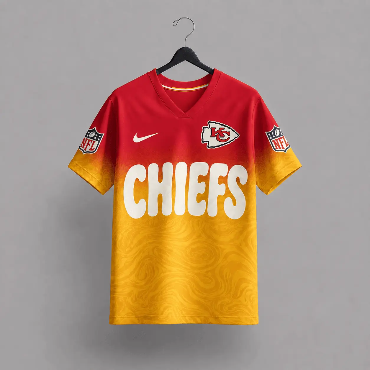 Kansas City Chiefs | Premium NFL Marble Gradient Fanzone V-Neck Shirt NTD - Image 3