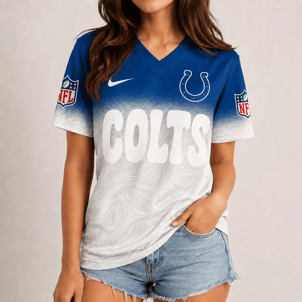 Indianapolis Colts | Premium NFL Marble Gradient Fanzone V-Neck Shirt NTD