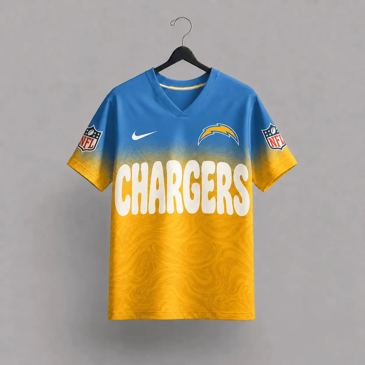 Los Angeles Chargers | Premium NFL Marble Gradient Fanzone V-Neck Shirt NTD - Image 3