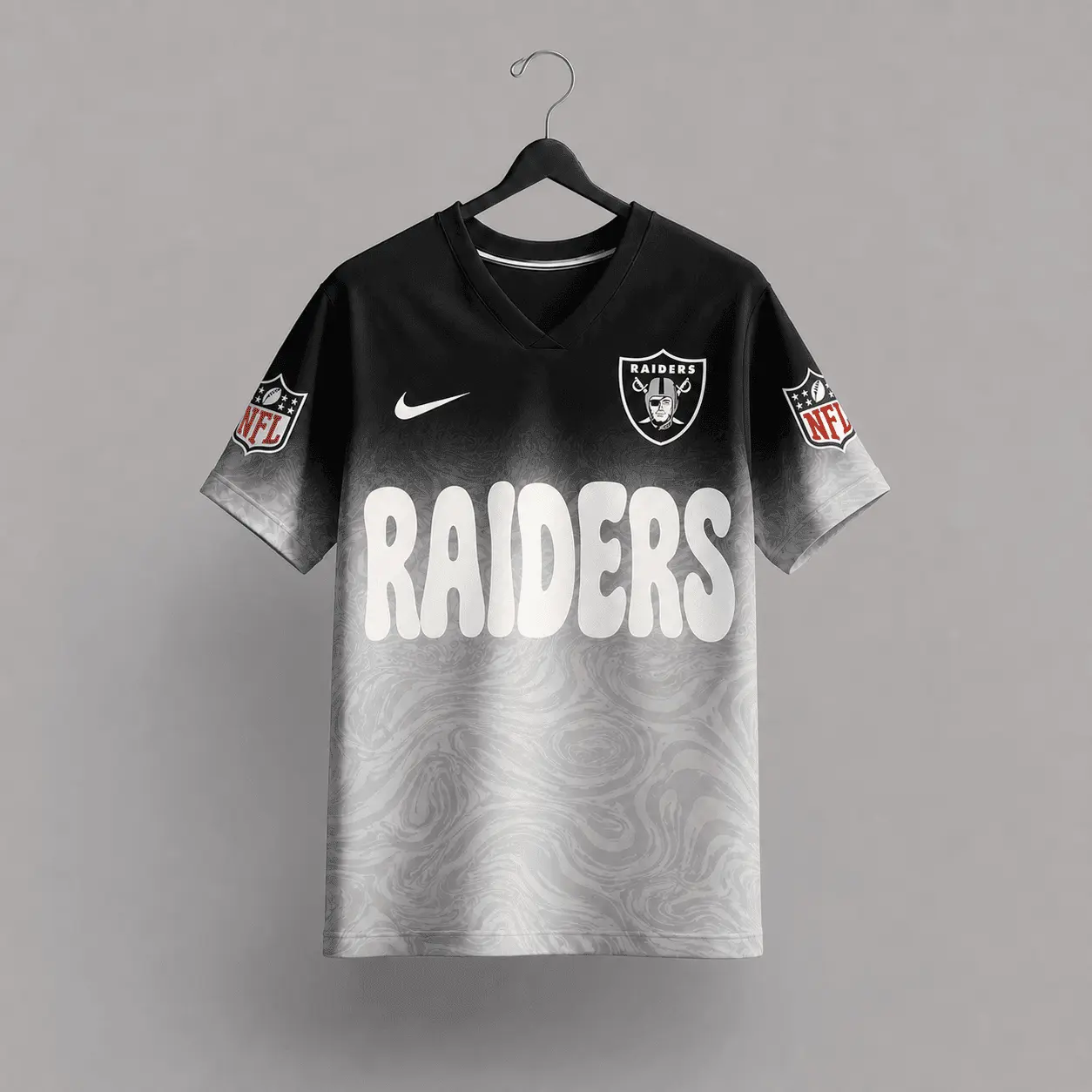 Las Vegas Raiders | Premium NFL Marble Gradient Fanzone V-Neck Shirt NTD - Image 3