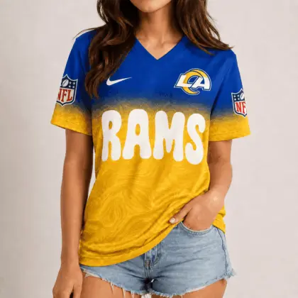 Los Angeles Rams | Premium NFL Marble Gradient Fanzone V-Neck Shirt NTD