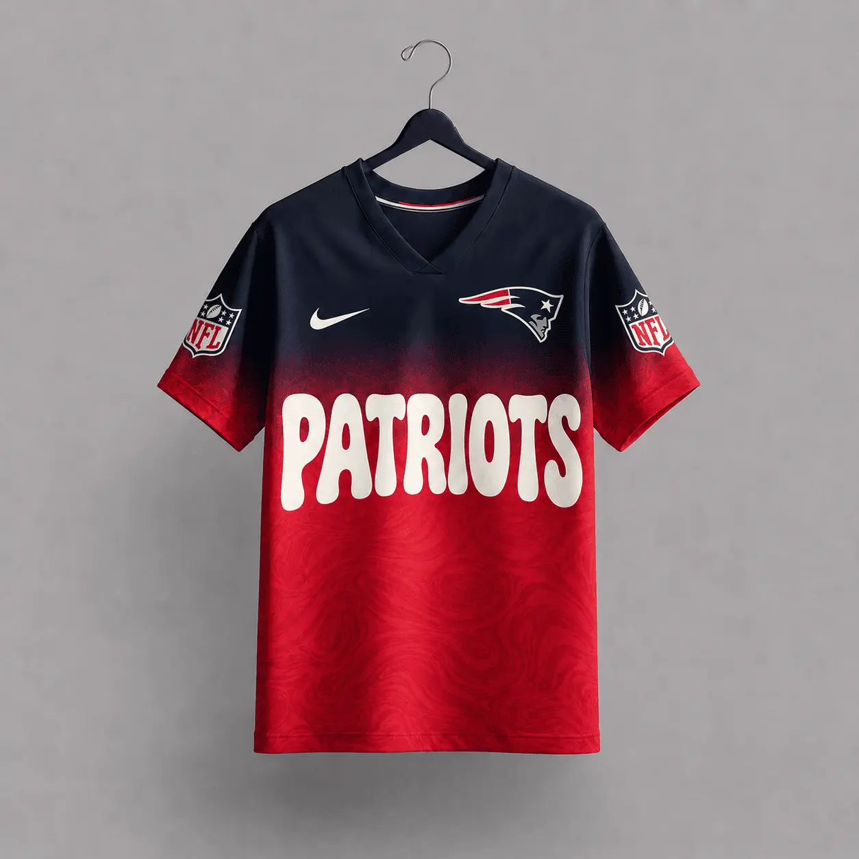 New England Patriots | Premium NFL Marble Gradient Fanzone V-Neck Shirt NTD - Image 3