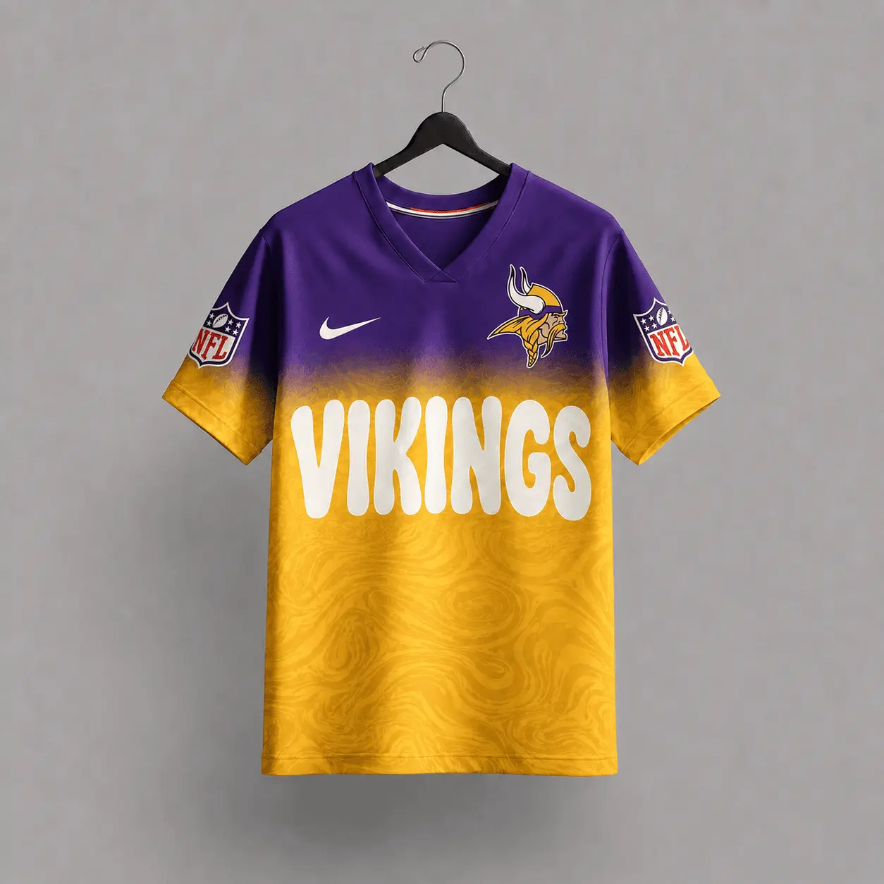 Minnesota Vikings | Premium NFL Marble Gradient Fanzone V-Neck Shirt NTD - Image 3