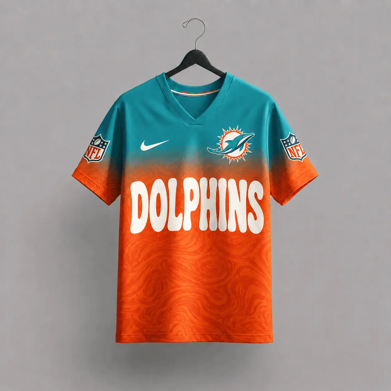 Miami Dolphins | Premium NFL Marble Gradient Fanzone V-Neck Shirt NTD - Image 3