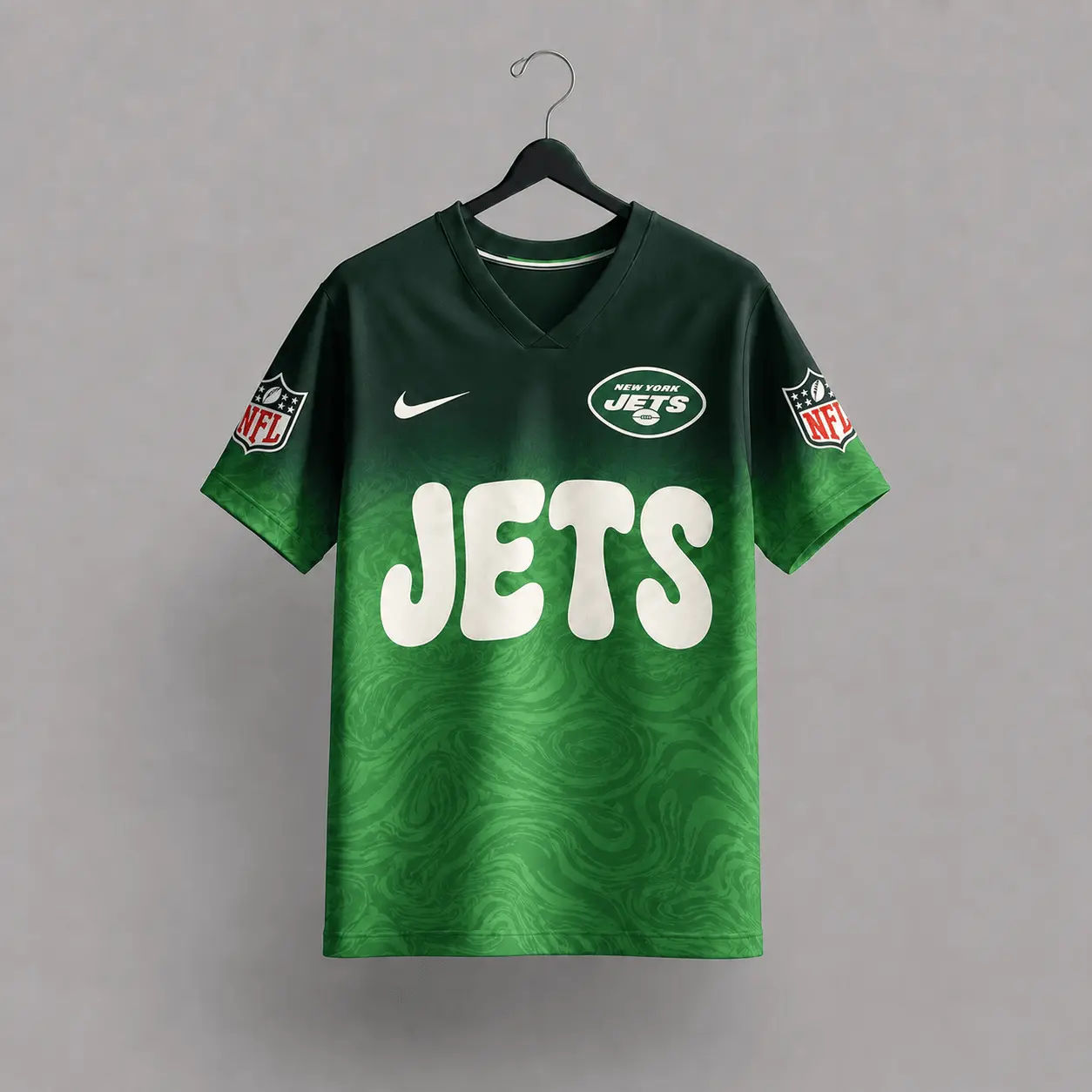 New York Jets | Premium NFL Marble Gradient Fanzone V-Neck Shirt NTD - Image 3