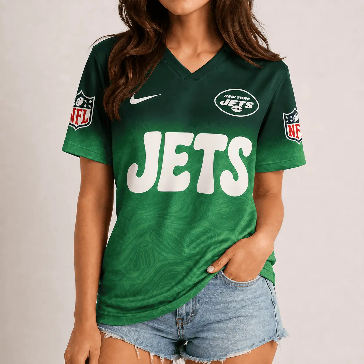 New York Jets | Premium NFL Marble Gradient Fanzone V-Neck Shirt NTD
