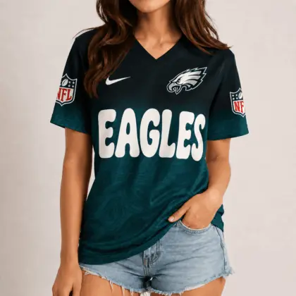 Philadelphia Eagles | Premium NFL Marble Gradient Fanzone V-Neck Shirt NTD