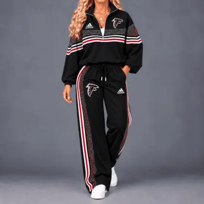 Atlanta Falcons | Premium NFL Team Spirit Gradient Dot Stripe Quarter-Zip + Pants TD