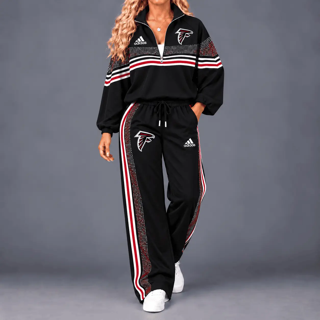 Atlanta Falcons | Premium NFL Team Spirit Gradient Dot Stripe Quarter-Zip + Pants TD