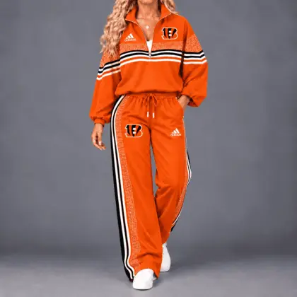 Cincinnati Bengals | Premium NFL Team Spirit Gradient Dot Stripe Quarter-Zip + Pants TD