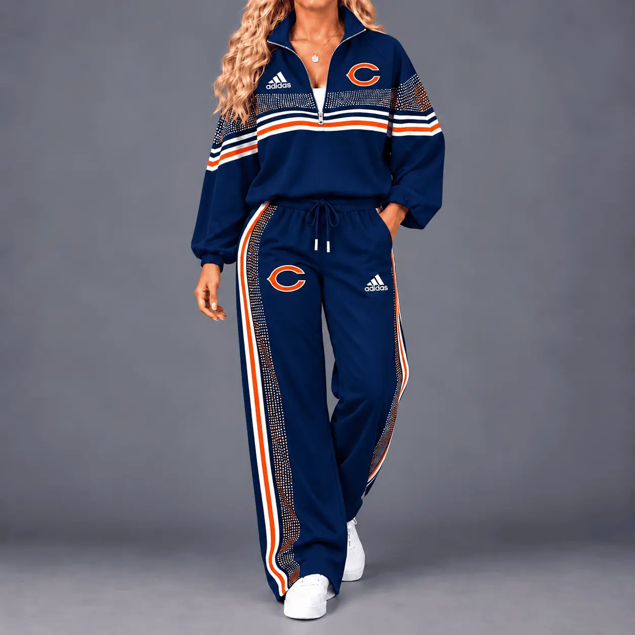 Chicago Bears | Premium NFL Team Spirit Gradient Dot Stripe Quarter-Zip + Pants TD